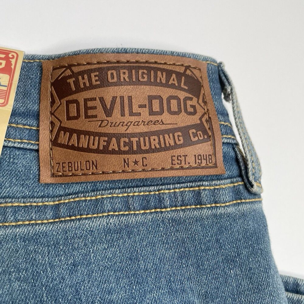 Devil Dog Athletic Fit Stretch Jeans Mens Denim Medium Wash Faded Size 36x32 NEW - Picture 6 of 15